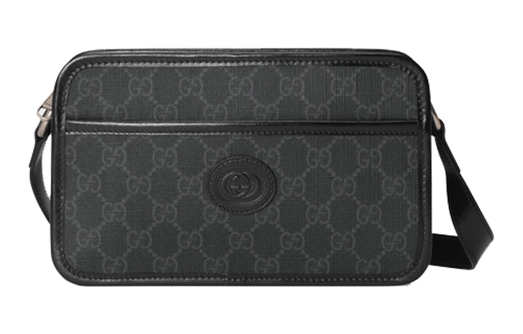 GUCCI/古驰 Gucci GG Logo Leather Box Bag Black