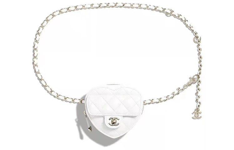 CHANEL Heart Mini Belt Bag White