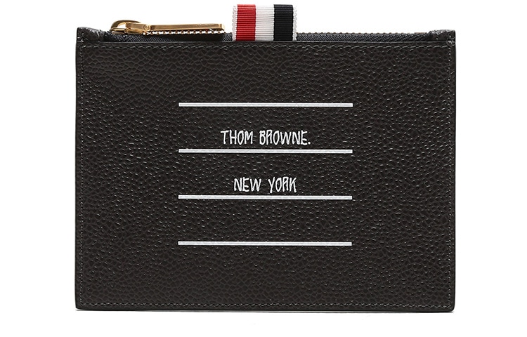 Thom Browne Leather Card Holder Charcoal