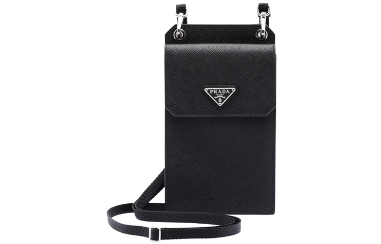 Prada Saffiano Camera Bag Black Silver Buckle