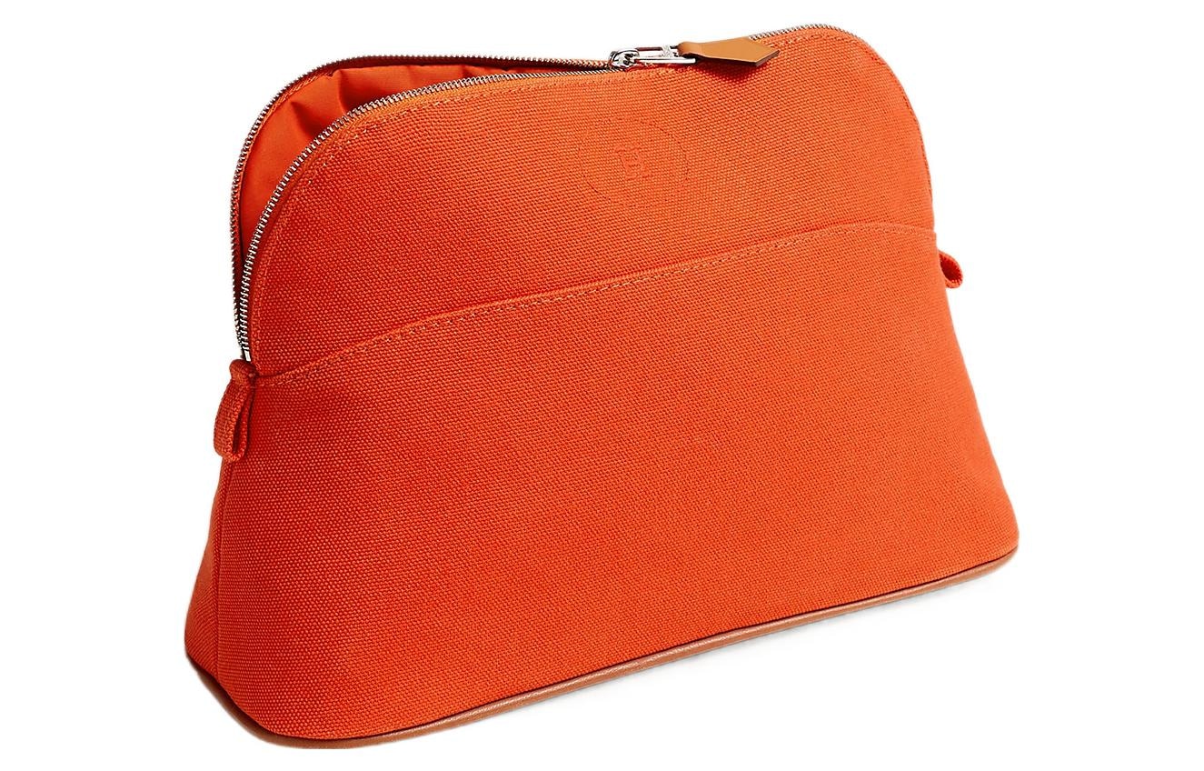 Hermes Bolide Medium Canvas Pouch Orange