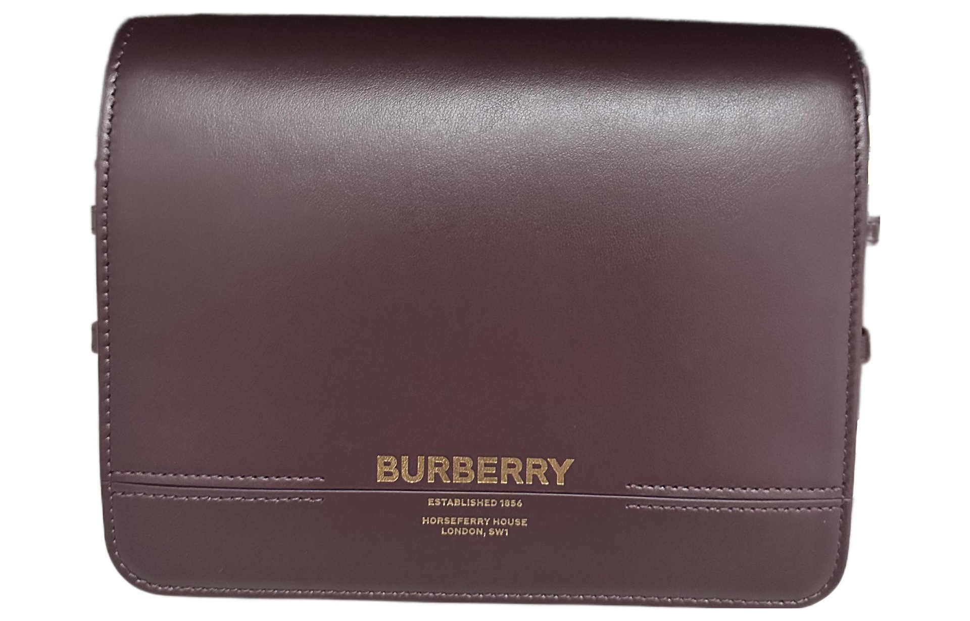 Burberry Logo Calfskin Crossbody Bag Burgundy