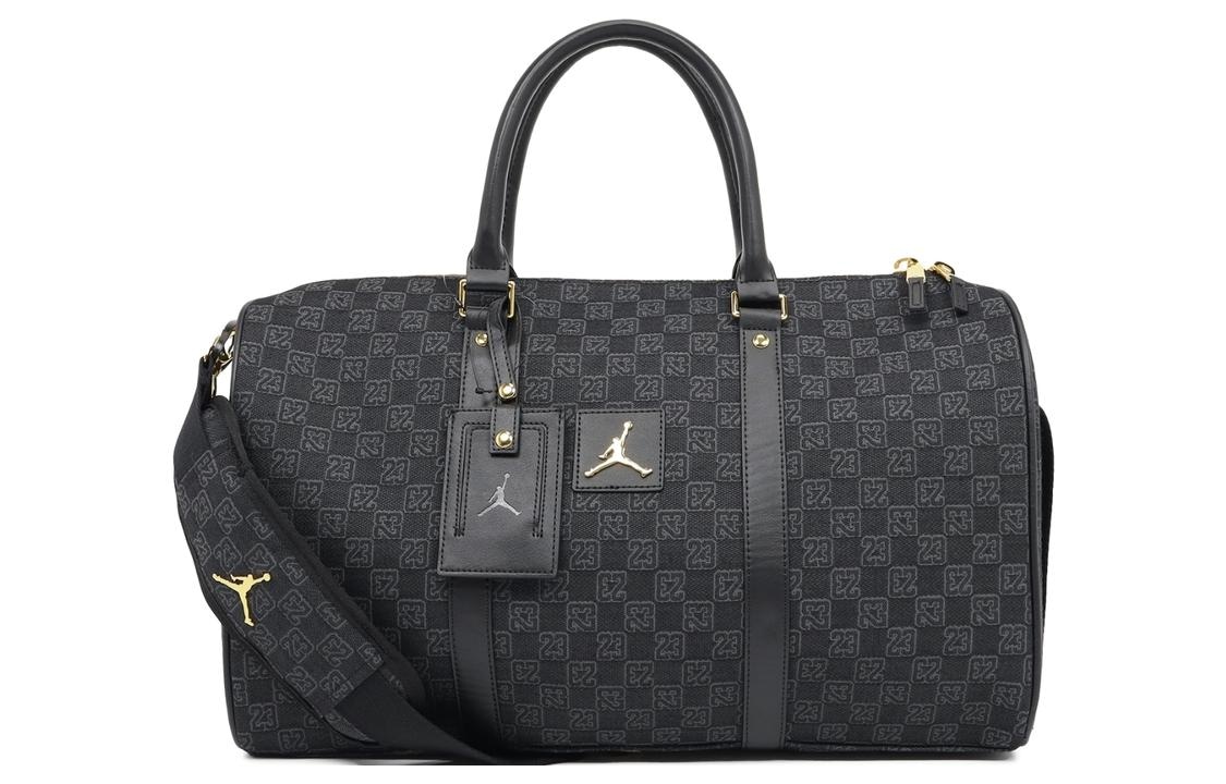 Jordan Checkered Fabric Bucket Bag Black