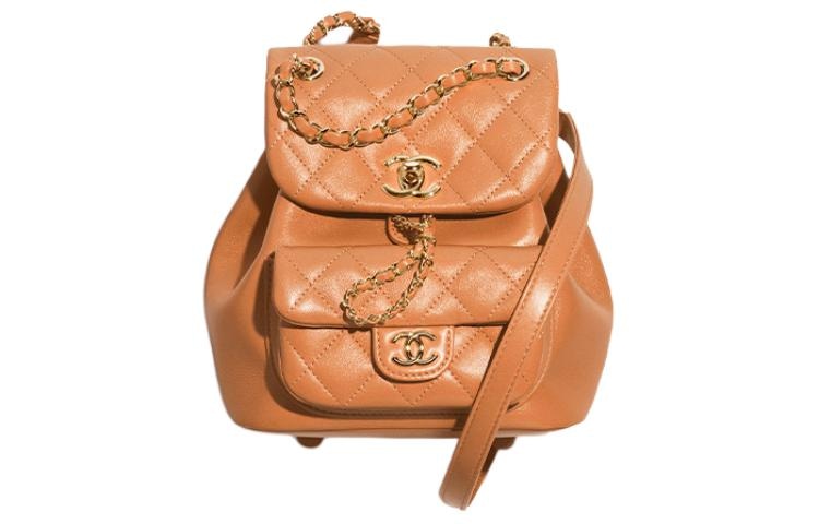 Chanel Classic Quilted Backpack Camel