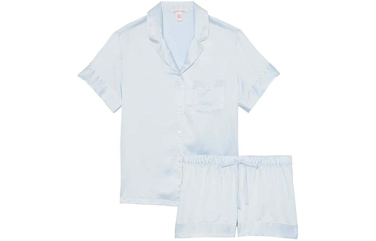 Victoria's Secret/维多利亚的秘密 Victoria's Secret Satin Short Pajama Set Ballad Blue