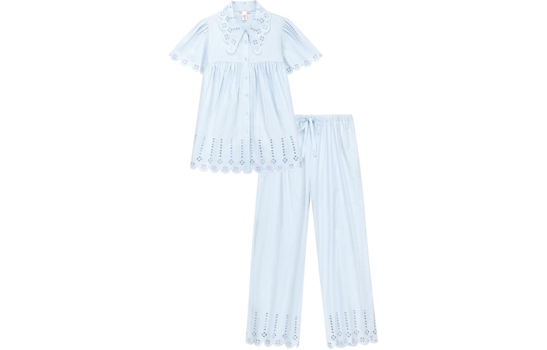 Victoria's Secret/维多利亚的秘密 Victoria's Secret x SUSAN FANG SS24 Solid Heart Embroidered Pajama Set Blue