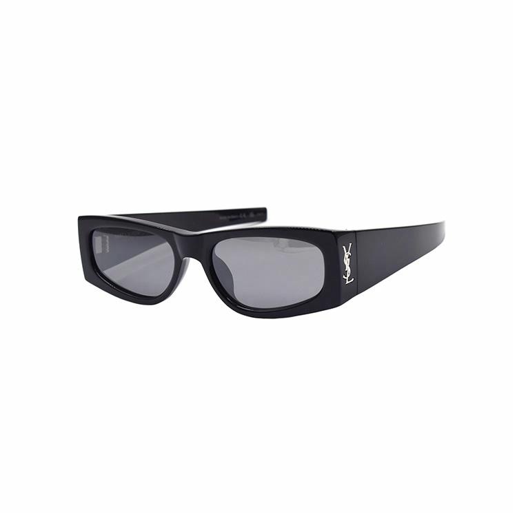 SAINT LAURENT/圣罗兰 Saint Laurent Letter Interlace Slim Rectangular Sunglasses Black Silver