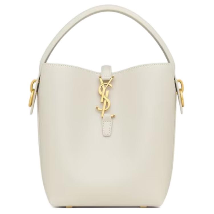 SAINT LAURENT/圣罗兰 YSL Logo Leather Shoulder Bag Small White