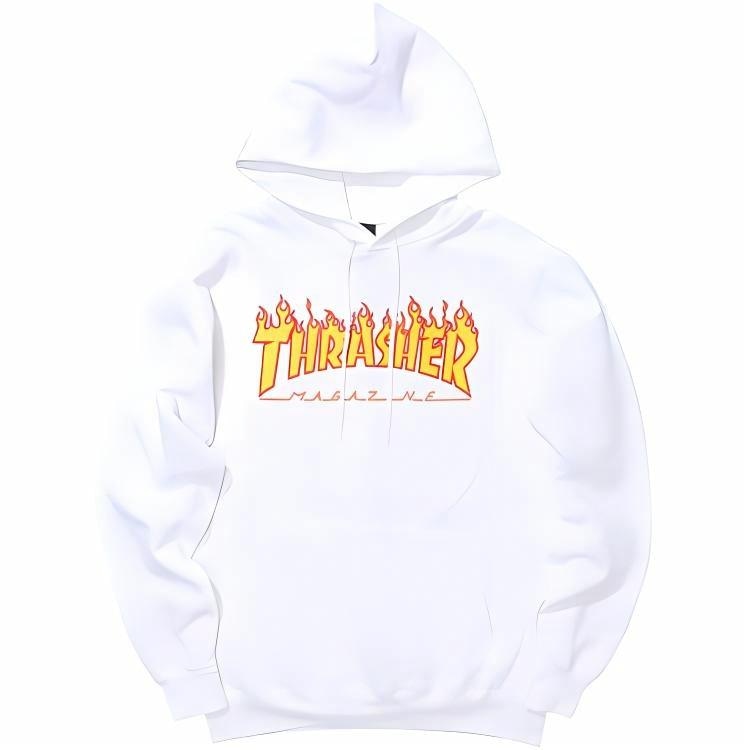 Thrasher Flame Hoodie White