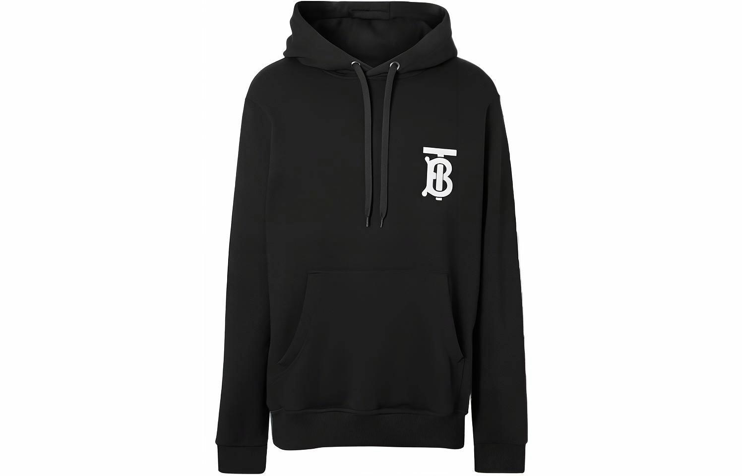 Burberry Logo Embroidered Hoodie Black
