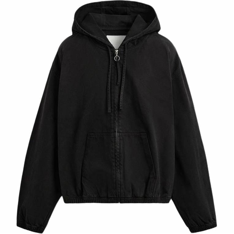 ZARA Hoodie Denim Jacket Black