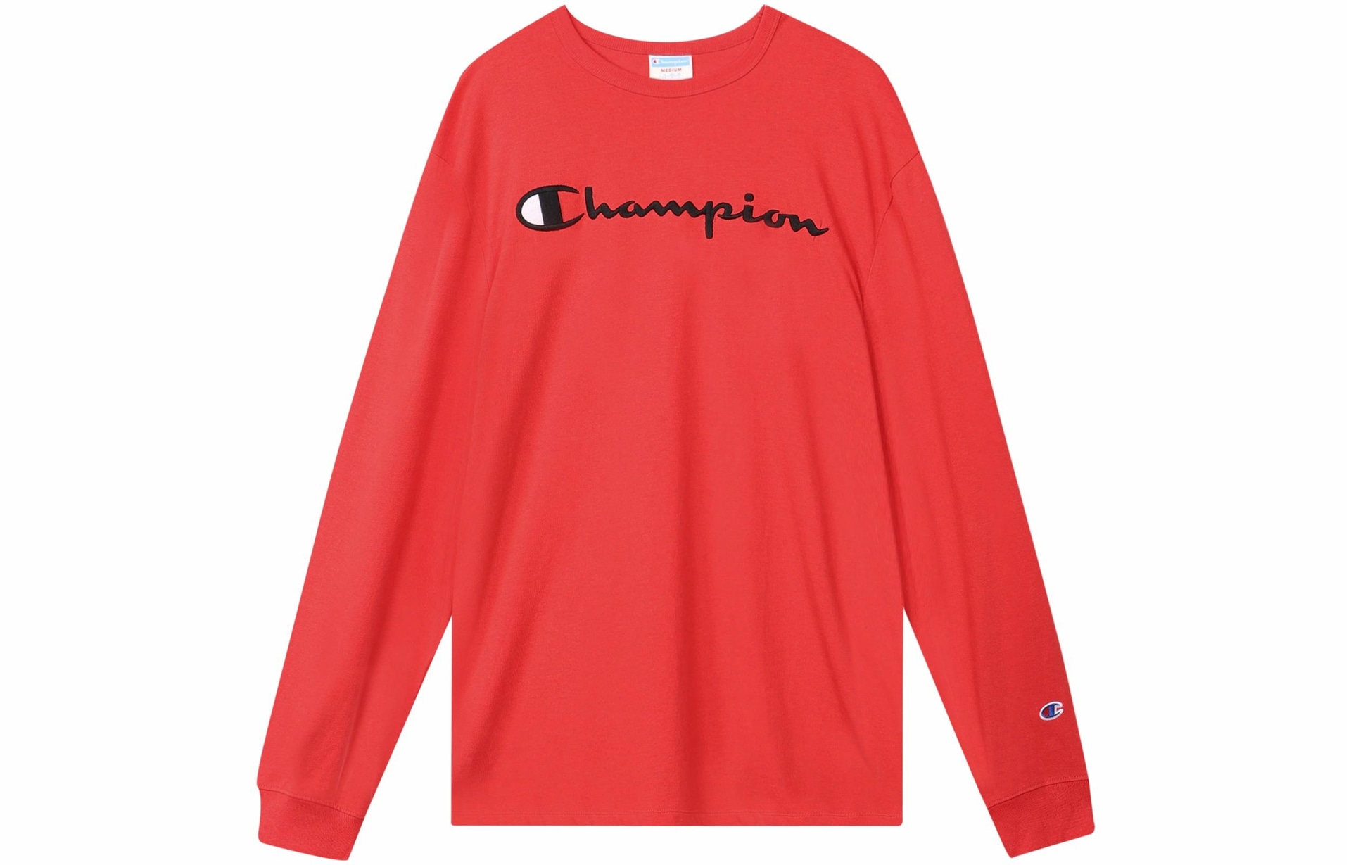 Champion Embroidered Script Logo Long Sleeve Tee Red