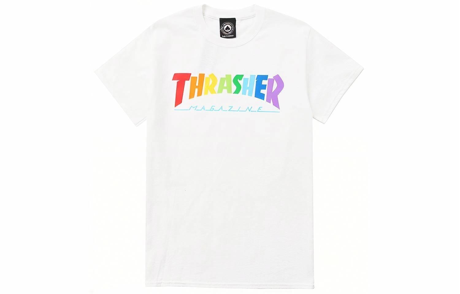 Thrasher Rainbow Logo Tee White