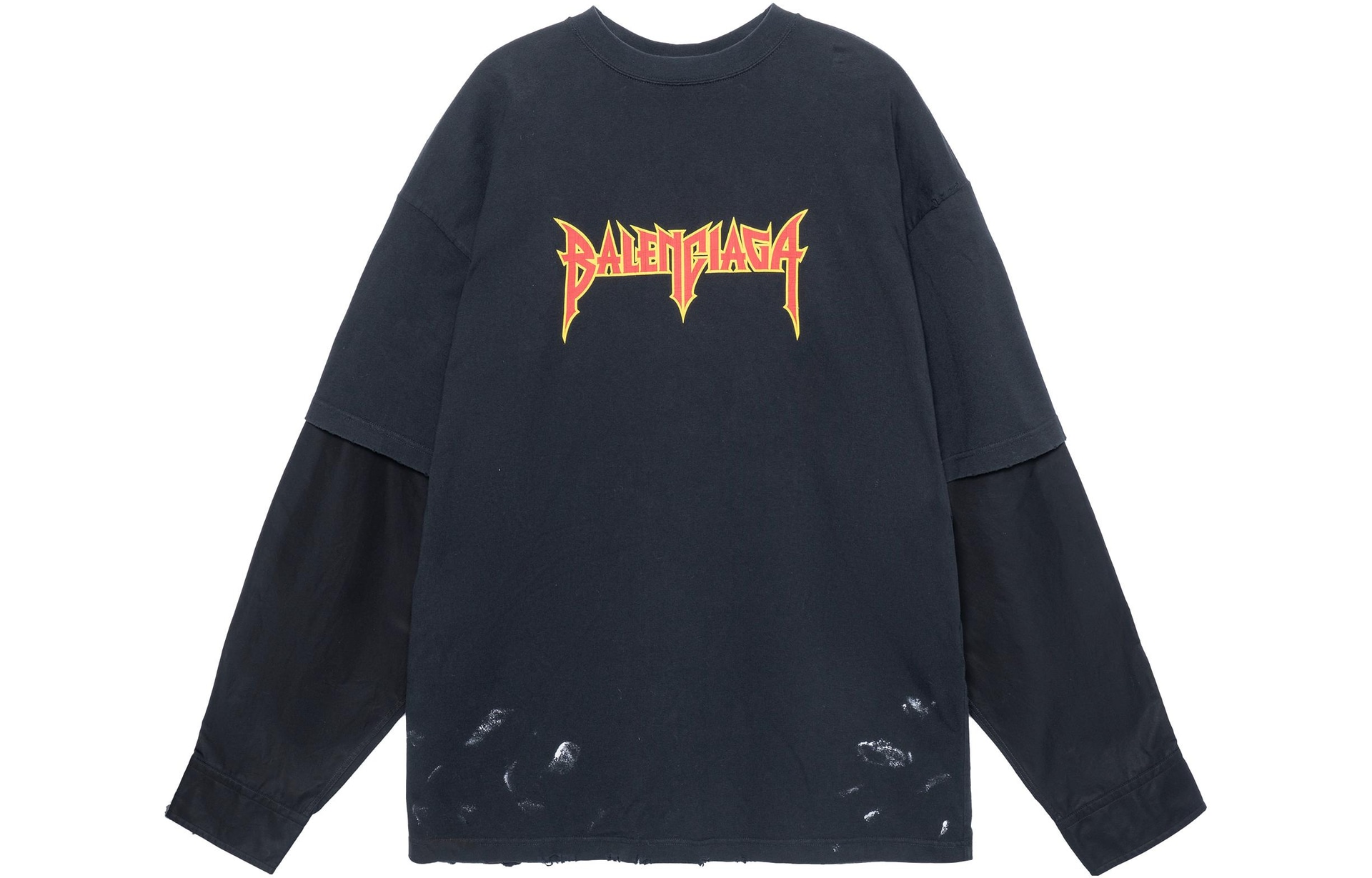Balenciaga Logo Crewneck Long Sleeve Tee Black