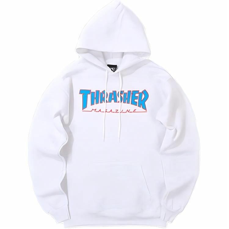 Thrasher Flame Logo Hoodie Grey