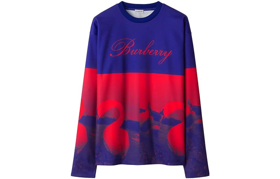 Burberry Logo Embroidered Swan Print Sweatshirt