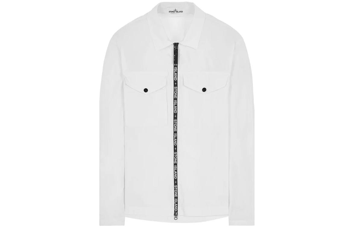 Stone Island SS22 White Logo Zip Shirt