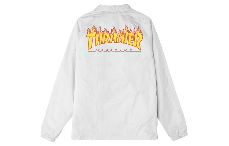 Thrasher Logo Coach Jacket White