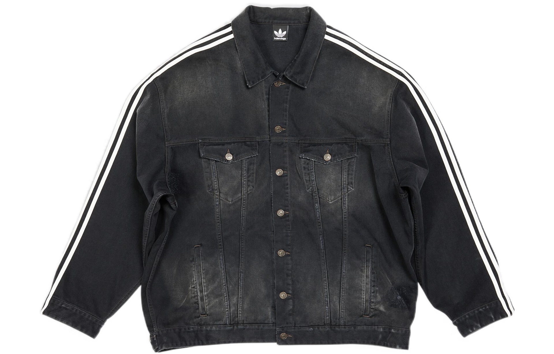 Balenciaga x adidas Originals Logo Print Denim Jacket Black