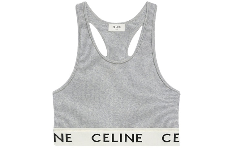 CELINE Logo Knit Tank Top Grey