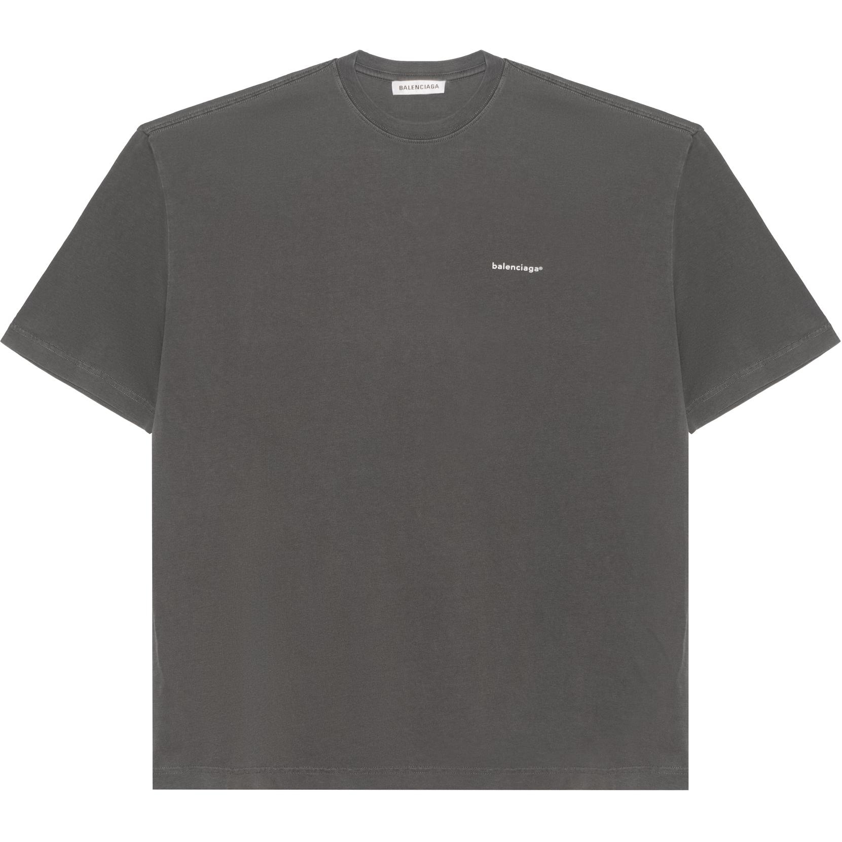 Balenciaga Logo Print T-Shirt Grey