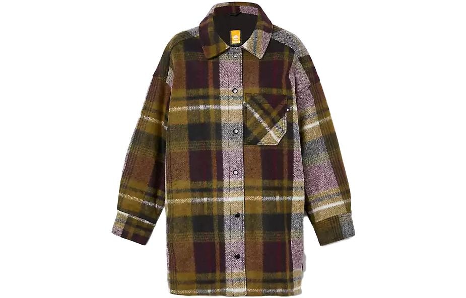 Timberland Plaid Long Sleeve Jacket Brown