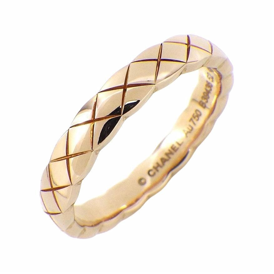 CHANEL Coco Crush Mini Beige Narrow 18K Gold Ring Men