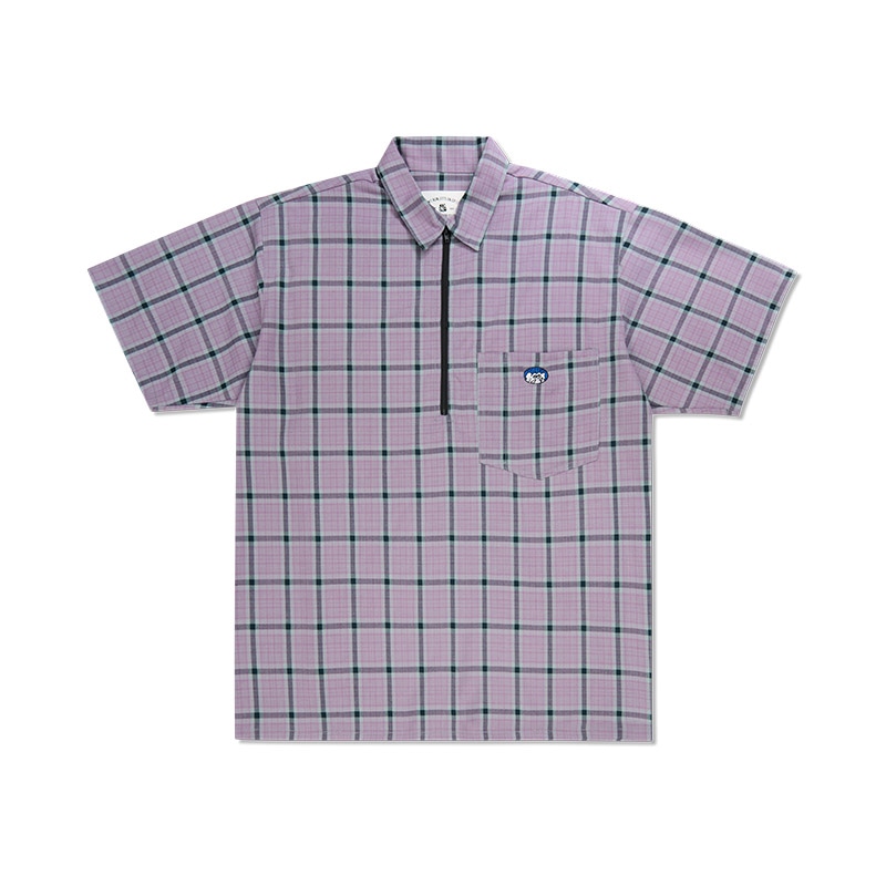MIND ERROR Plaid Polo Shirt Purple