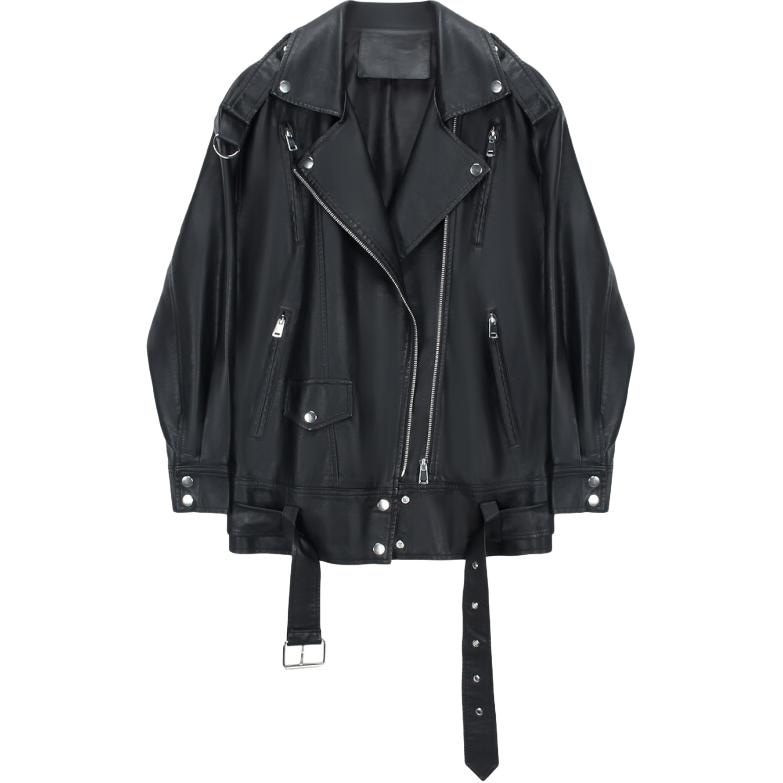 COMBO Simple Zip Motorcycle Leather Jacket