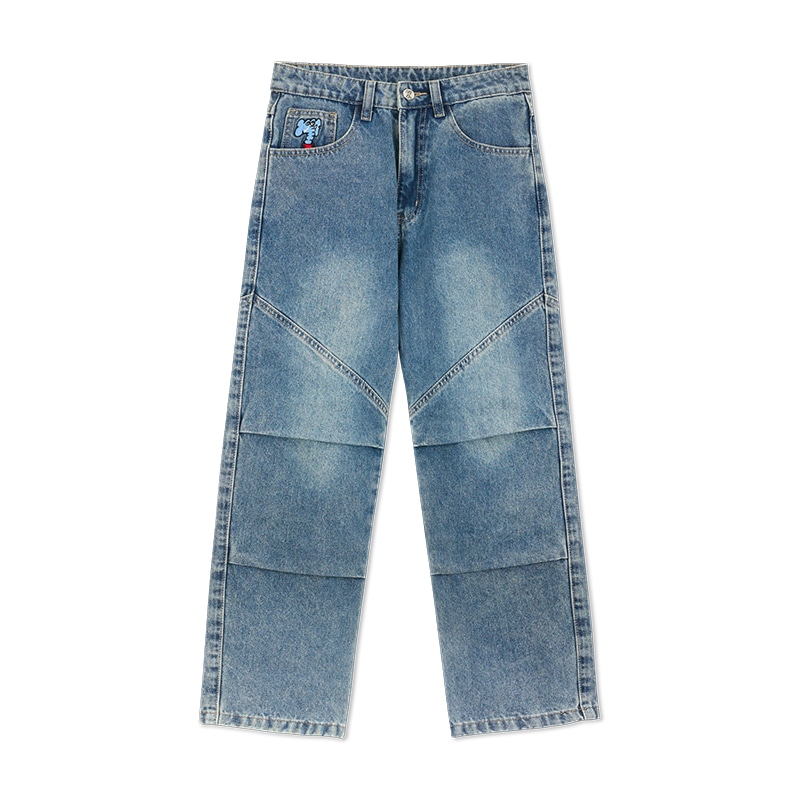 MIND ERROR Double Pleat Paratrooper Jeans Blue