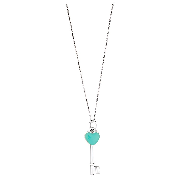 TIFFANY & CO./蒂芙尼 Tiffany & Co. Keys Blue Enamel Heart Key Pendant Necklace