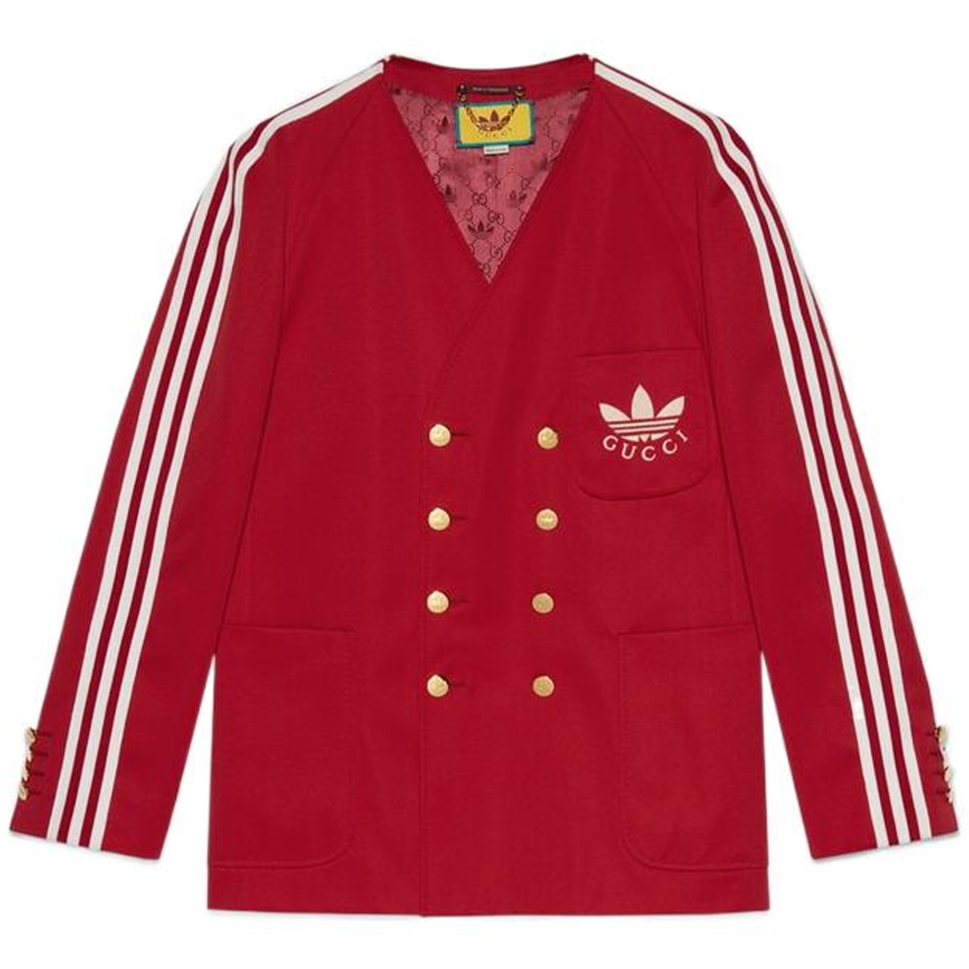GUCCI x adidas Originals FW22 Striped Logo Blazer Red