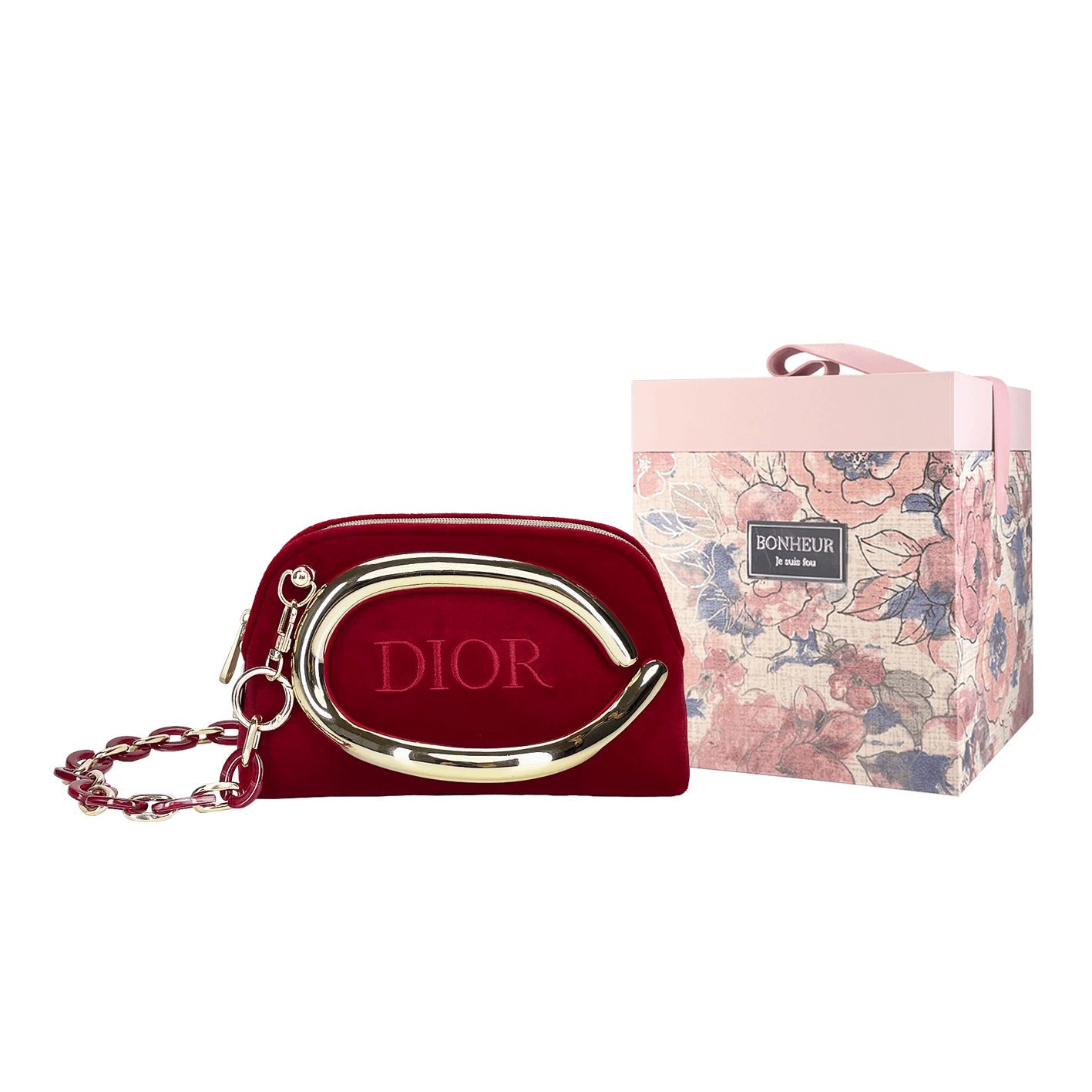 DIOR Custom Velvet Makeup Bag Rose Gold