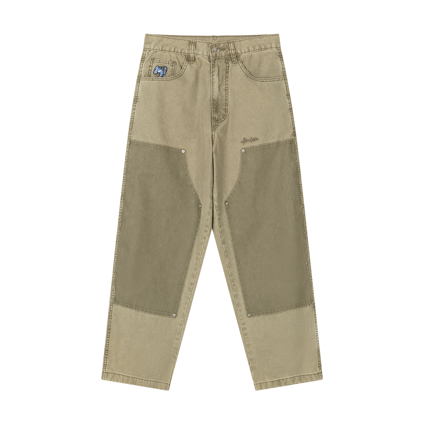 MIND ERROR Colorblock Carpenter Embroidered Jeans