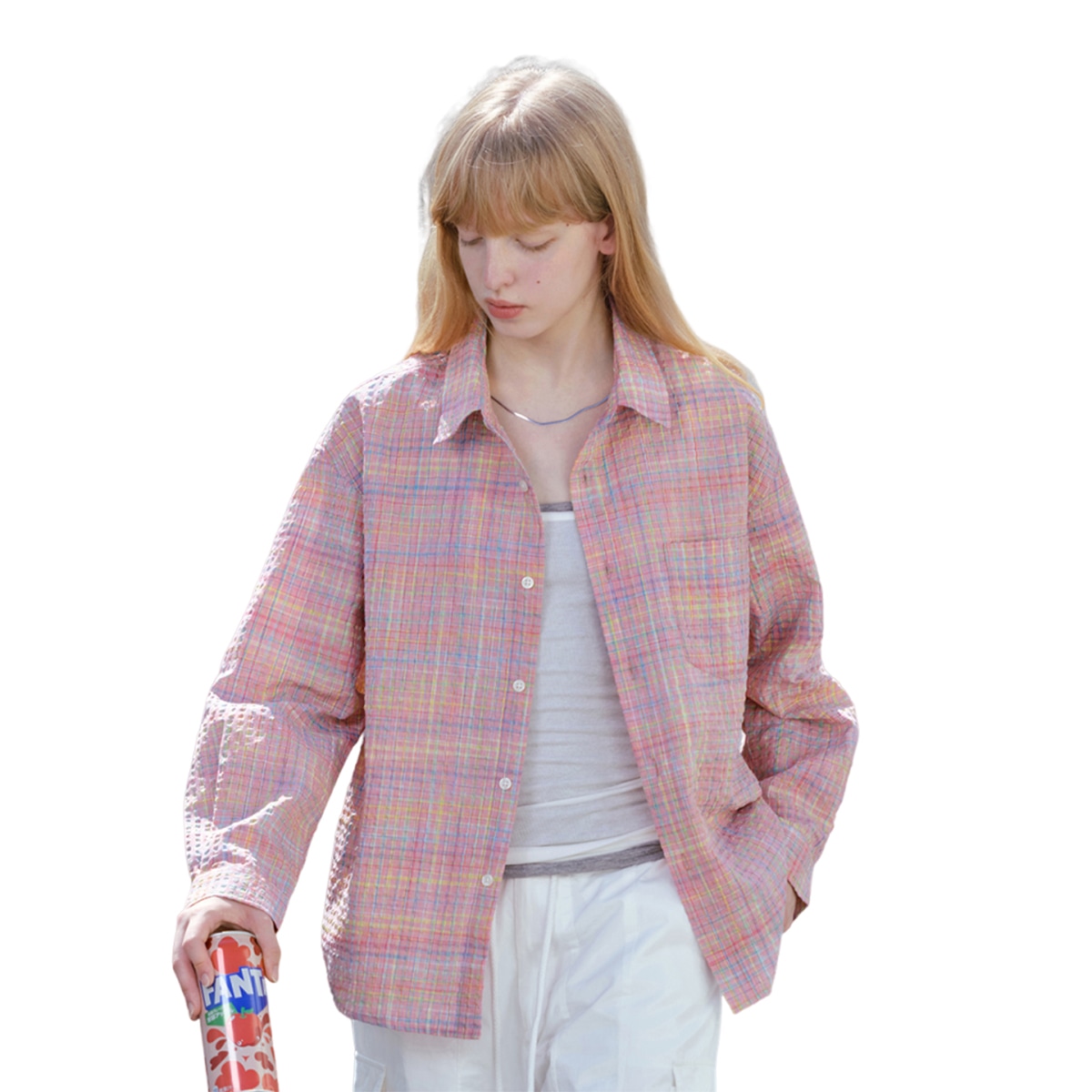 714STREET Vintage Plaid Shirt Sand