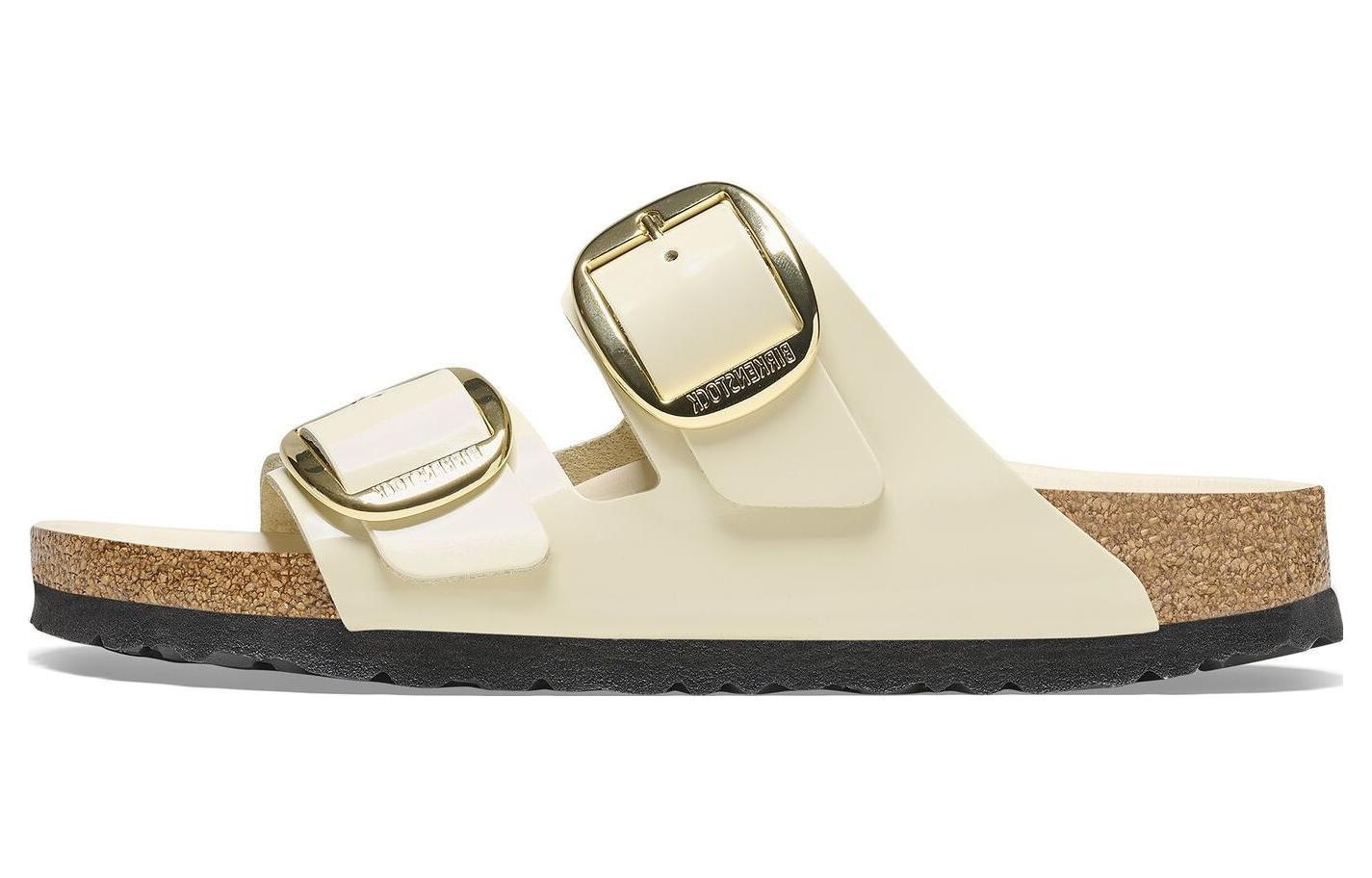 Birkenstock Fashion Double Buckle Slide Sandals Narrow Beige