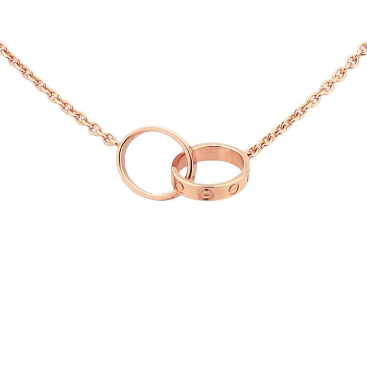 CARTIER/卡地亚 Cartier Love Double Ring Necklace 18k Rose Gold